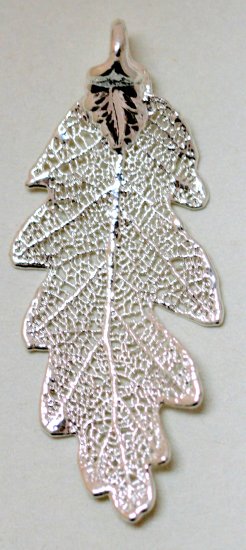 Feather Oak Leaf Dip In Silver Appx.size 1.5 x 1 in. - Click Image to Close