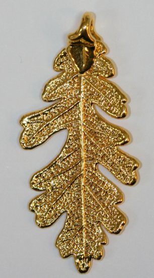 Feather Oak Leaf Dip In 24 k Gold Appx.size 1 x 0.50 in. - Click Image to Close