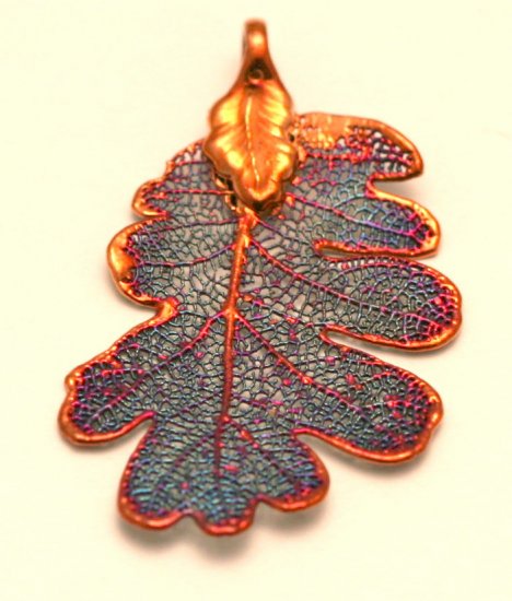 Lacy Oak Leaf Dip in Copper Appx.size 1 x 0.50 in. - Click Image to Close