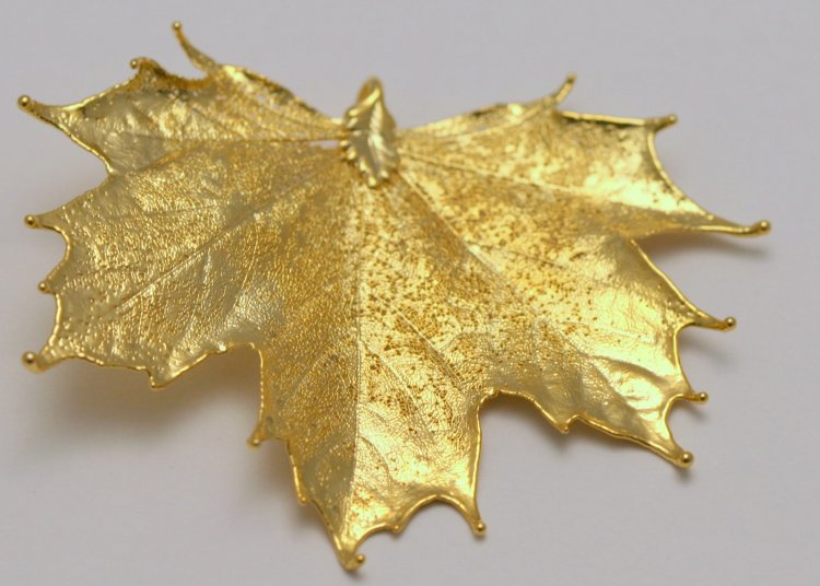 Sugar Maple Leaf In 24 k Gold Appx.size 1.5 x 1 in. - Click Image to Close