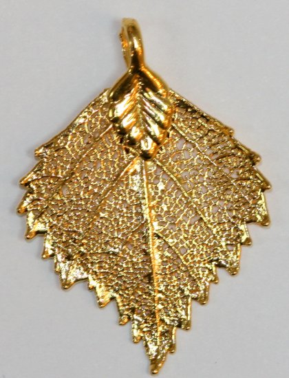 Birch Leaf Dip In 24 k Gold Appx.size 1 x 1 in. - Click Image to Close