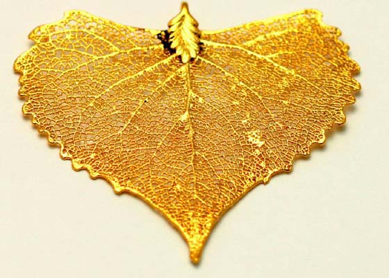 Aspen Leaf Dip In 24 k Gold Appx.size 1 x 1 in. - Click Image to Close